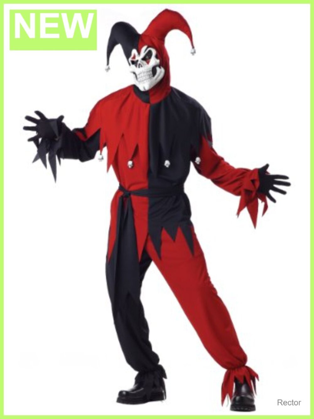 Men's Evil Jester Costume Set with Headpiece